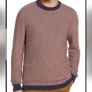 Nordstrom Men's Mini Pattern Navy Crewneck Long Sleeve Cotton Blend Sweater XL